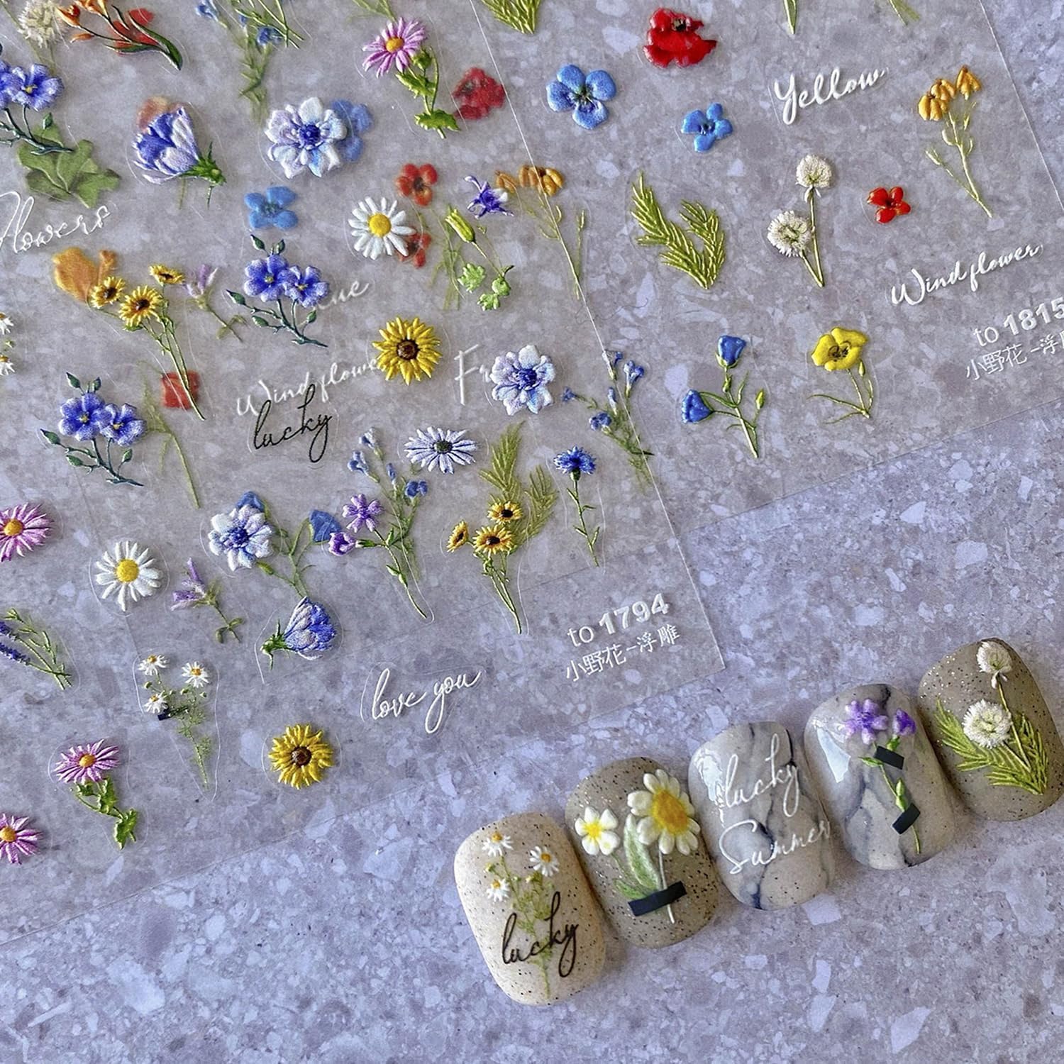 tresta7 TRESTA 5D Embossed Self-Adhesive Floral Nail Stickers - Summer Flower Leaf Plant Designs for DIY Manicure | Nail Art Accessories for Women & Girls-picture-32