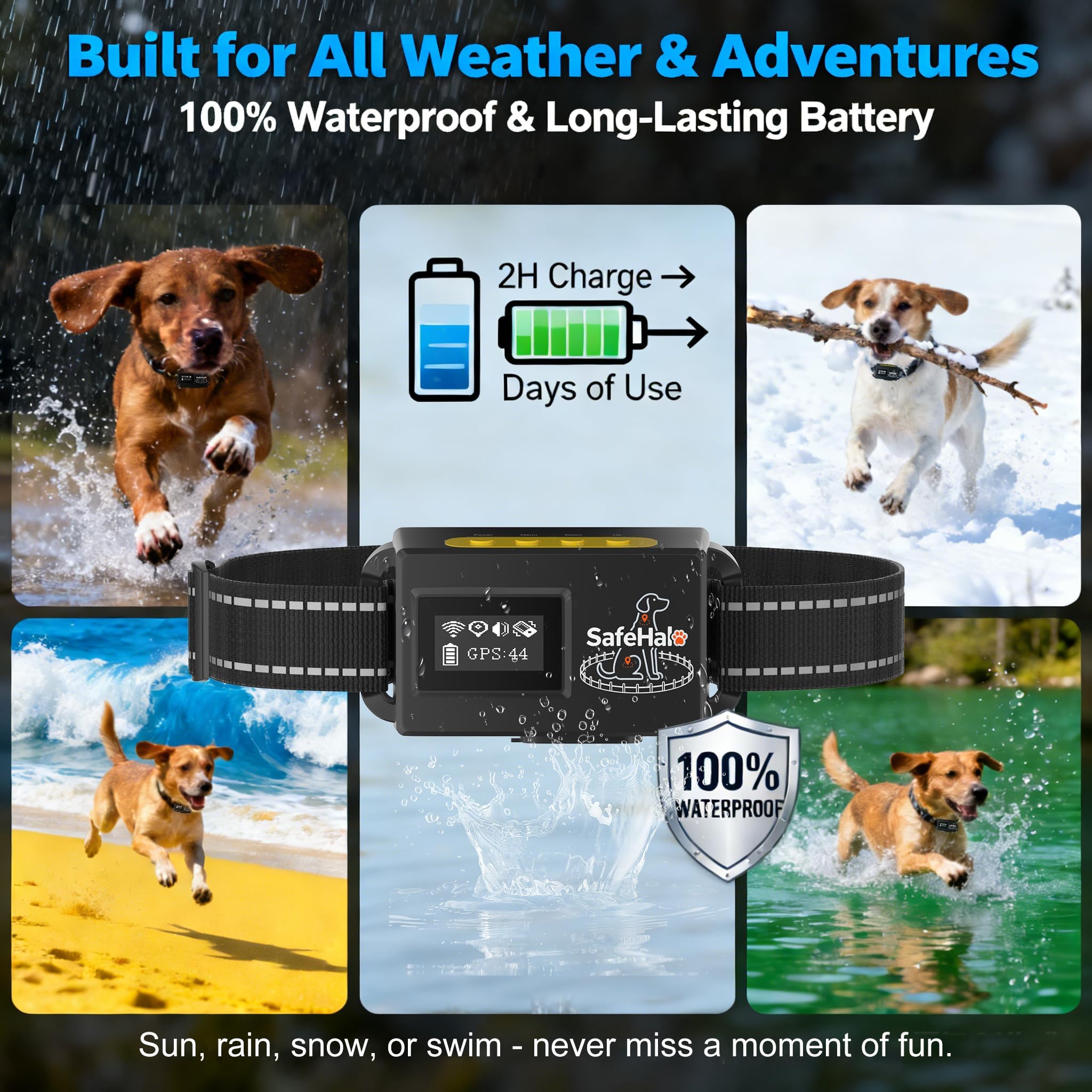 GPS Wireless Dog Fence System – Invisible Electric Anti Escape Collar, No Subscription, Circular 65-9,840 ft & Irregular Fence. 3 Modes, Waterproof, Stops Digging & Jumping, for Medium & Large Dogs — view 5