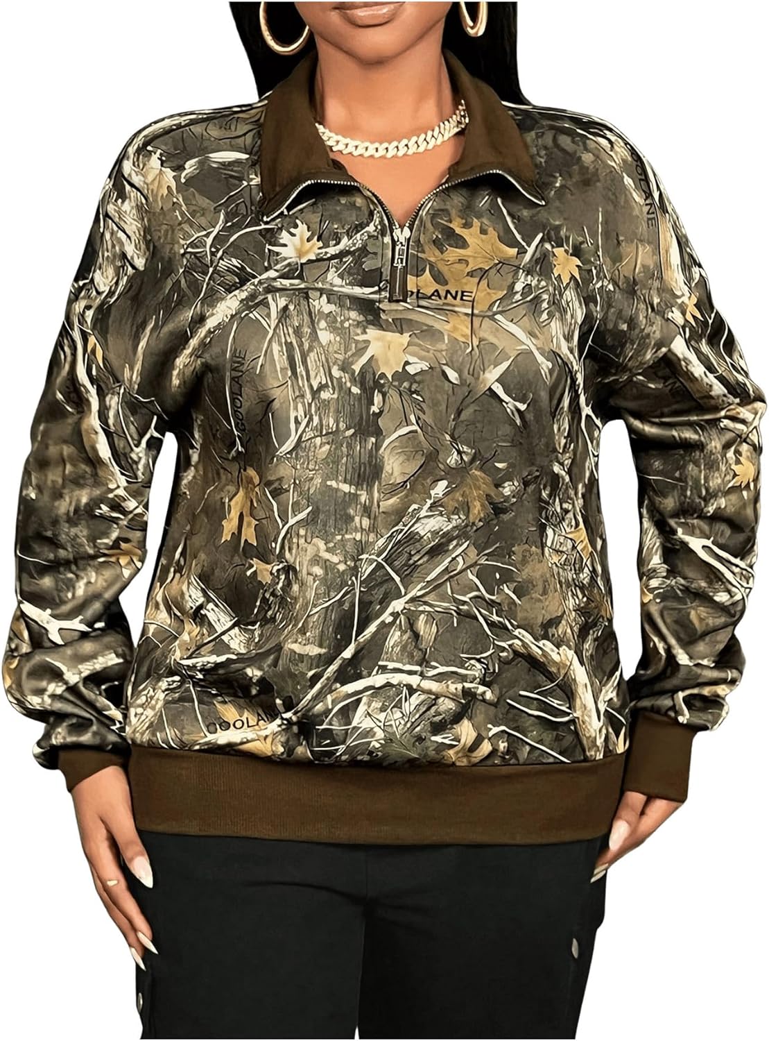 Milumia Women’s Camo Print Quarter Zip Sweatshirt Long Sleeve Pullover Fall Clothes