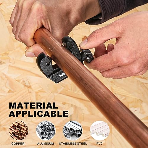 Miniatura 4 de HAUTMEC Herramienta de corte de tubos de cobre 18" a 58"OD (3-16mm), Mini herramienta de corte de tubos de cobre para PVC, cobre, aluminio y tubos