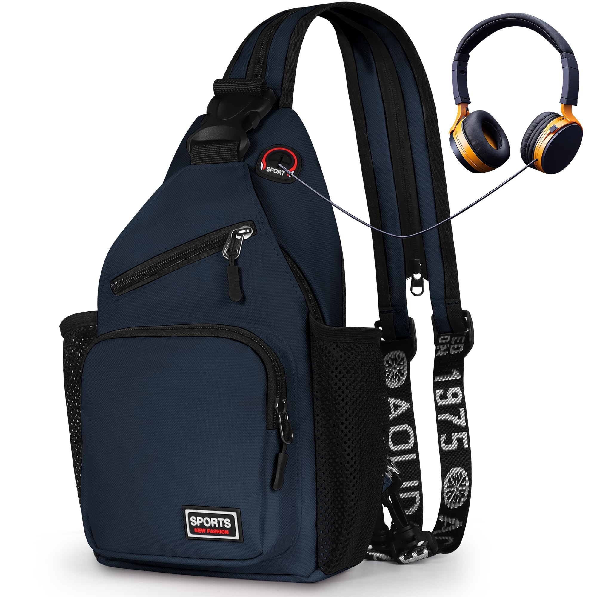 Geestock Brusttasche für Herren und Damen, 2 in 1 Klein Rucksack Wasserdichte Umhängetasche, Leichte Crossbody Bag für Outdoor, Reisen & Alltag (Marineblau)