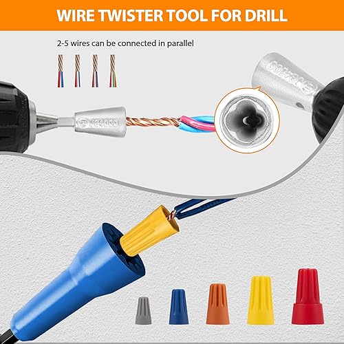 Miniatura 4 de Pelacables para taladro, herramienta de torsión de alambre para taladro, pelacables de taladro para 14-12-10-8 AWG estándar de EE. UU., taladro