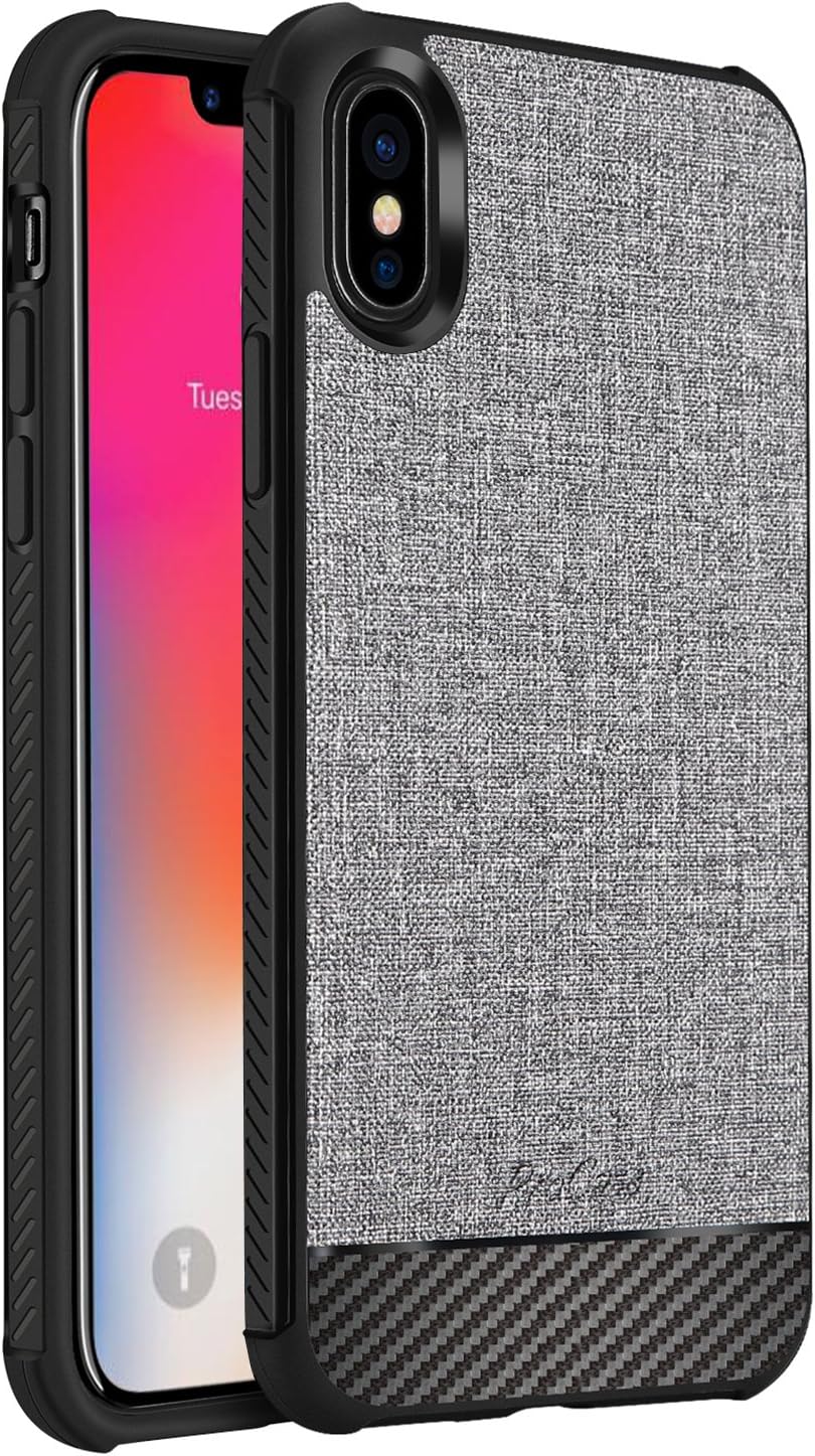 iPhone XS Case/iPhone X Case, ProCase Slim Hybrid Shockproof Protective Case Anti-Fingerprint Back Cover for 5.8 inch Apple iPhone Xs (2018) /iPhone X (2017) -Grey