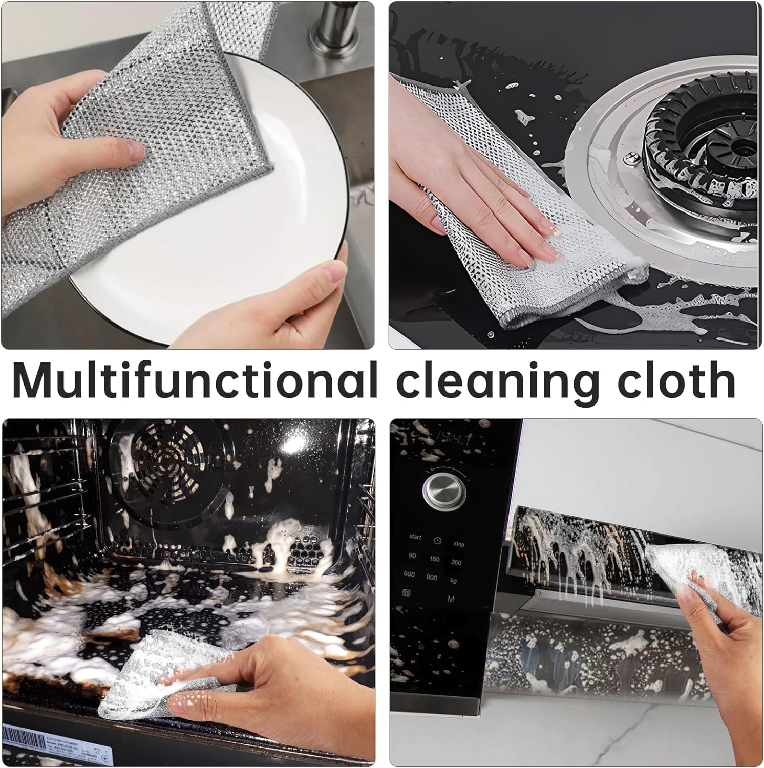SWAURSAHA® Multipurpose Non-Scratch Wire Dishwashing Rags for Wet and Dry | Reusable Dishcloth Wire Scrubber for Utensils Kitchen, Washing Dishes, Sinks, Machine Washable - Pack of 4