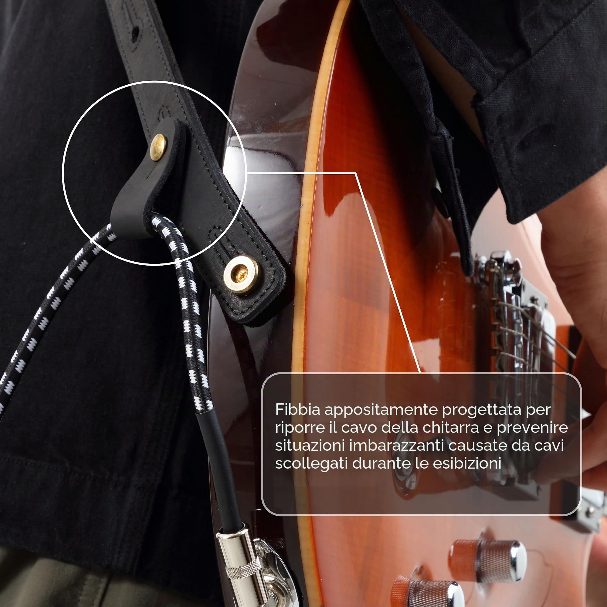 Nefelibata Tracolla per chitarra 2,5" con imbottitura in schiuma, per chitarra acustica, basso ed elettrica