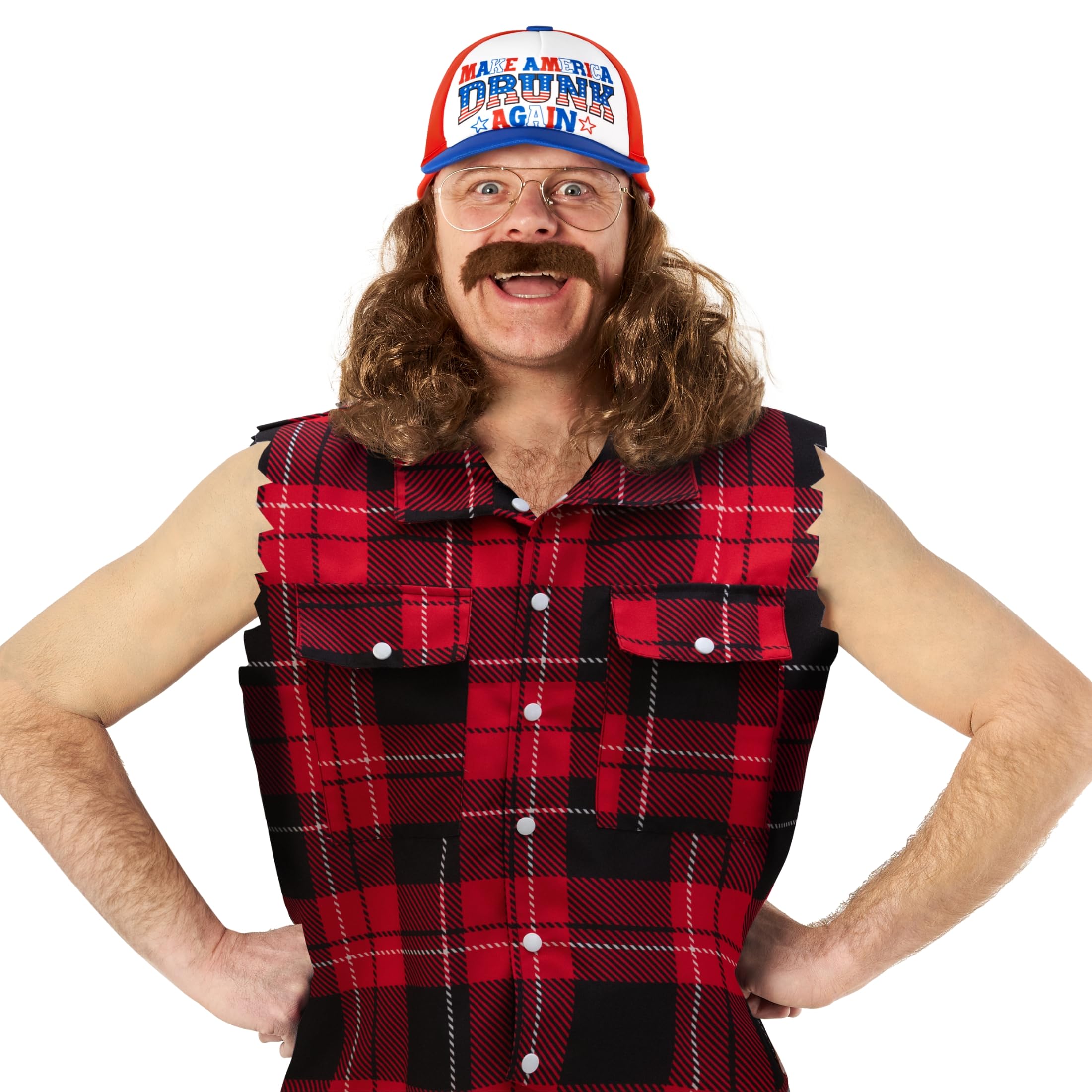 Morph Trucker Hat With Hair For Mens Halloween Costumes For Men Hat With Hair Mullet Wigs For Men