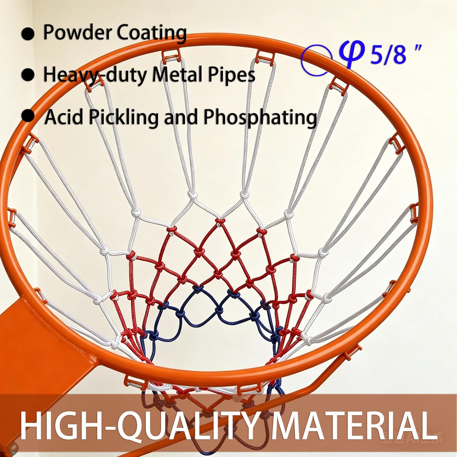 Rakon 18" Basketball HoopWall Mounted, Basketball Portable Hoop & Goal, Indoor & Outdoor with Hand-Crank Adjustment, Classic Basketball Court, Teens, Adults, Schools, Parks