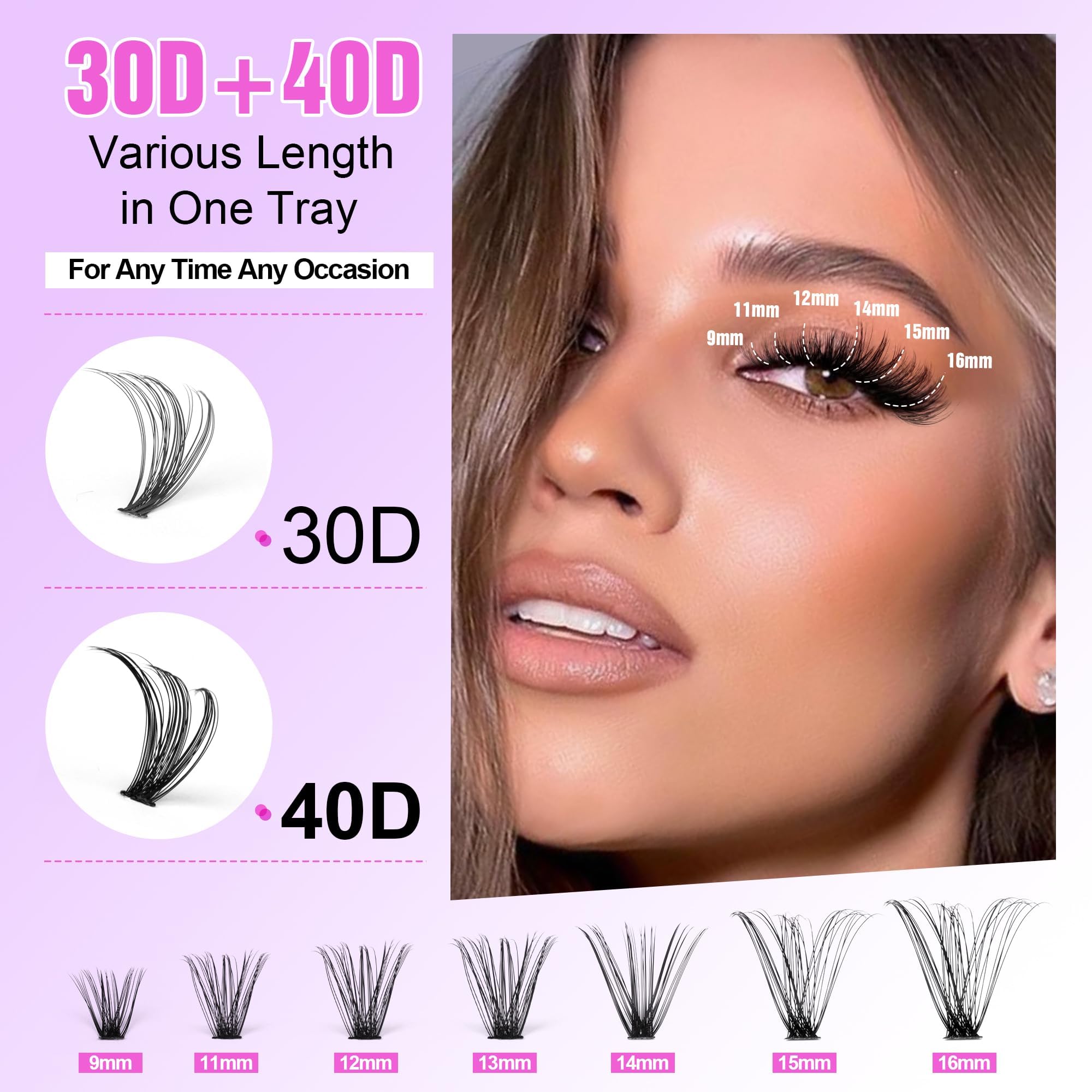 Generic Eyelash Extension Kit 280pcs Individual Eyelashes Kit Cluster Lashes Individual Cluster 9-16mm Lash Extension Kit with Lash Bond and Seal (30D&40D-9-16MIX KIT) (30D&40D KIT), Black