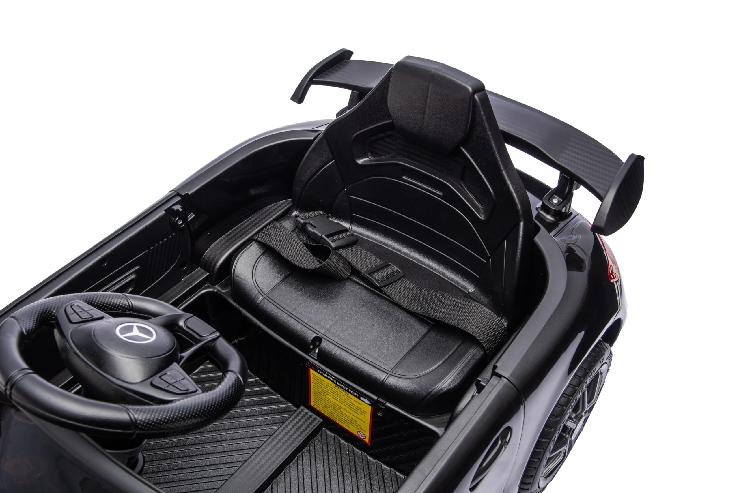 FINOOS Mercedes GTR AMG Elektroauto für Kinder, 12V, elektrische Kinder elektroauto mit Fernbedienung, 2 + 1 Geschwindigkeitsstufen, Hupe, LED, Musik, Bluetooth (Schwarz)