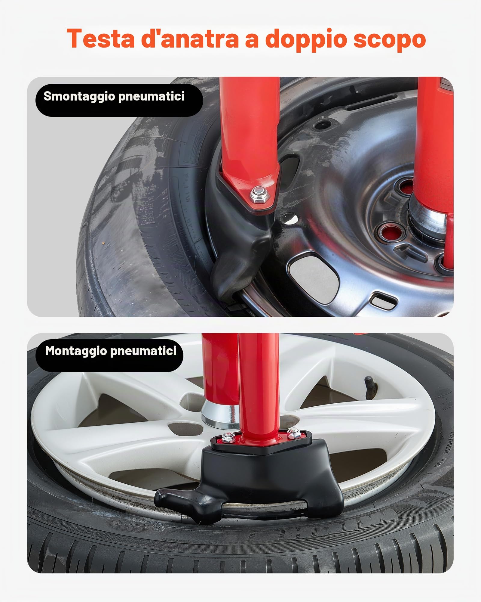 VEVOR Kit Smontagomme con Testa D'Anatra Cono Argentato Kit per Montaggio Smontaggio per Pneumatici 406-533 mm, Strumenti per Riparazioni Pneumatici per Auto SUV Camion da Officina Garage