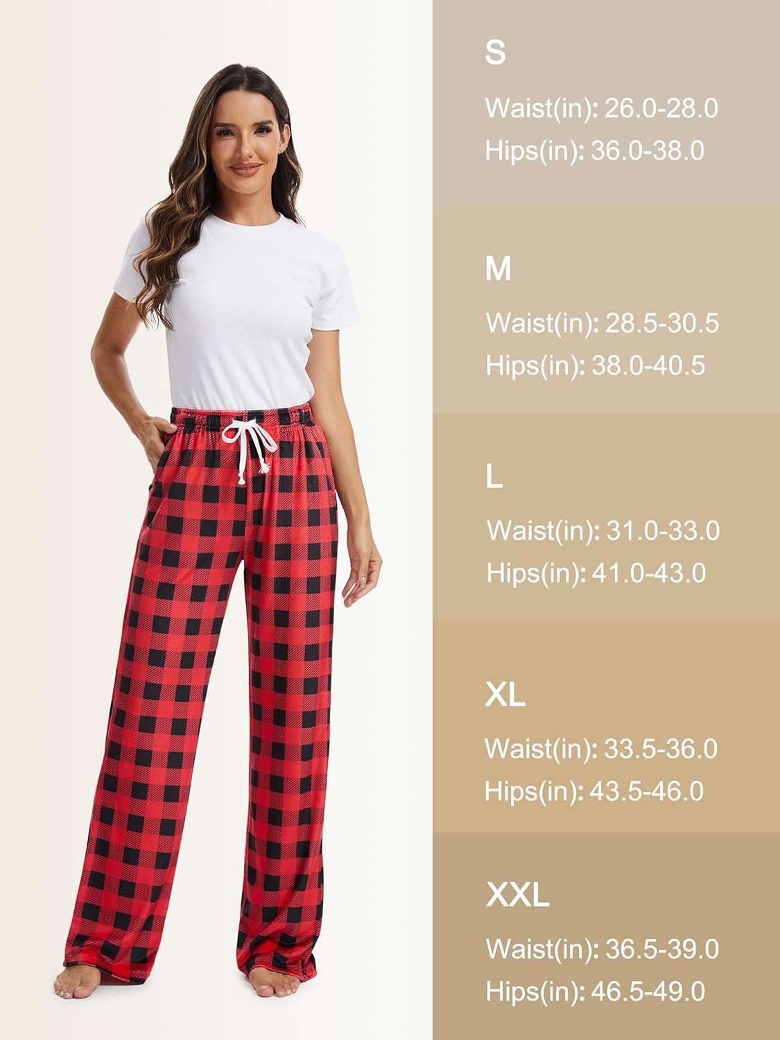 SEVEGO Tall Women's 32"/34"/36" Inseam Flannel Pajama Pants Stretch Drawstring Waist Lounge Sleep Bottoms with Pockets - Image 6