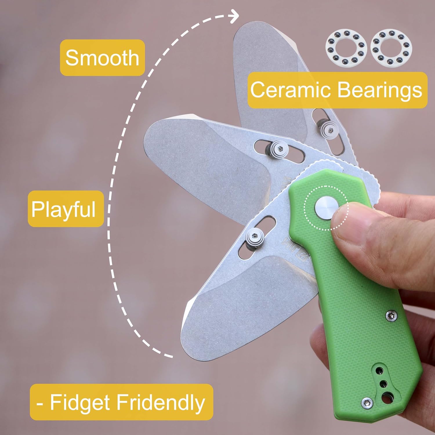 JIN Rhino Jr. Kids Pocket Knife, Fidget Toy Knife, DIY Kit, 1.97” Unsharpened Steel Blade, Safety Rounded Tip, Kids-friendly Button Lock Folding EDC, Green G10 Handle