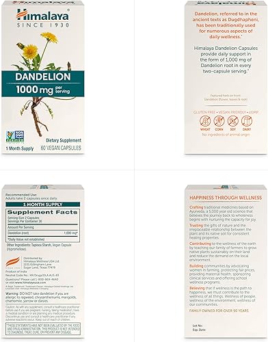 Miniatura 2 de Himalaya Diente de león - Suplemento de raíz de diente de león que apoya el bienestar diario y la salud, vegano, sin gluten, 1000 mg, 60 cápsulas