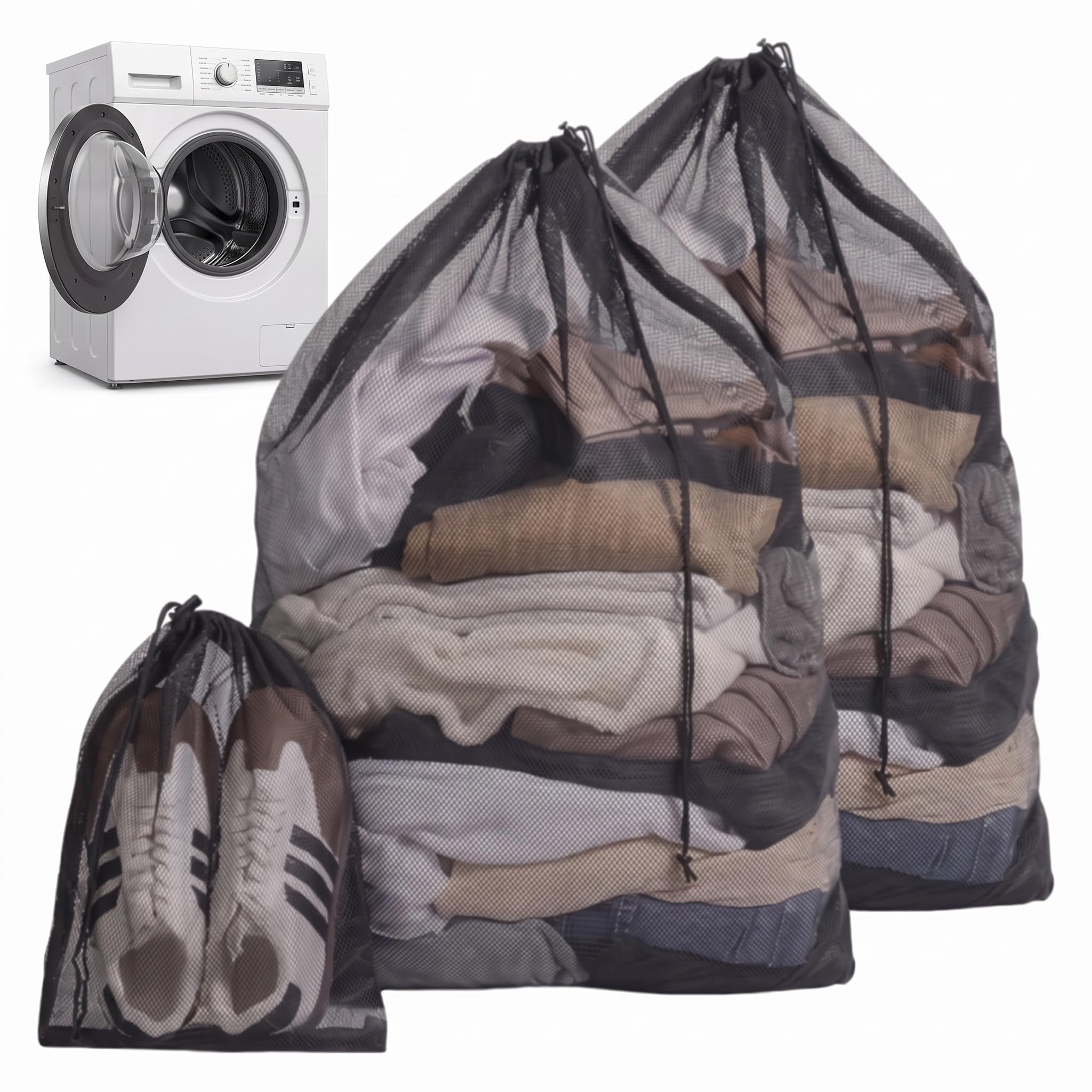3 Pcs Mesh Laundry Bags, Reusable Washing Machine Laundry Bag