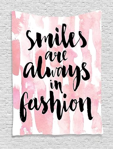 Ambesonne Tapiz con texto en inglés, las sonrisas siempre están de moda en estilo de escritura a mano en acuarela, arte para colgar en la pared para