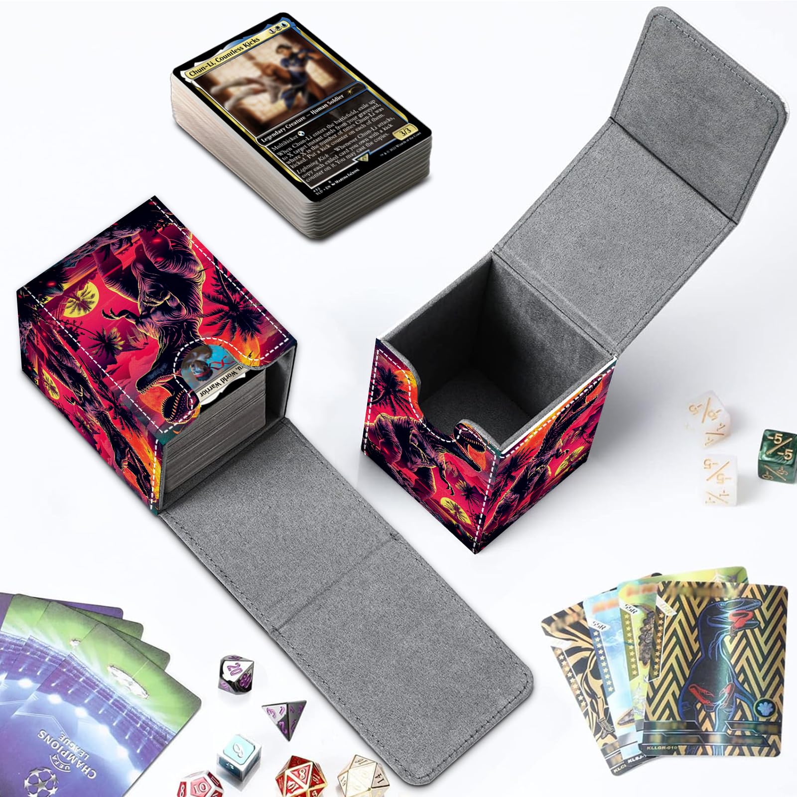 MTG Jurassic Park Deck Box For EDH / Commander Holds 100 Cards Dinosaur Theme MTG Jurassic Park Deck Box For EDH / Commander Holds 100 Cards Dinosaur Theme