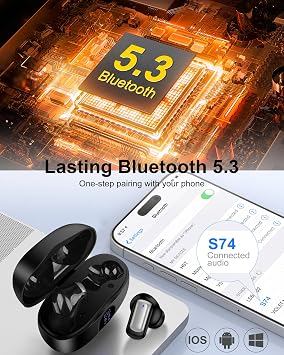 Android Wireless Earbuds for Samsung Galaxy S26 S25 Ultra S24 S23 S22 Plus A17 A35 A16 A15 A54 Z Fold7 Flip7, HiFi Stereo Bluetooth Headphone Sport Wireless Earphones Audifonos Inalambricos for iPhone