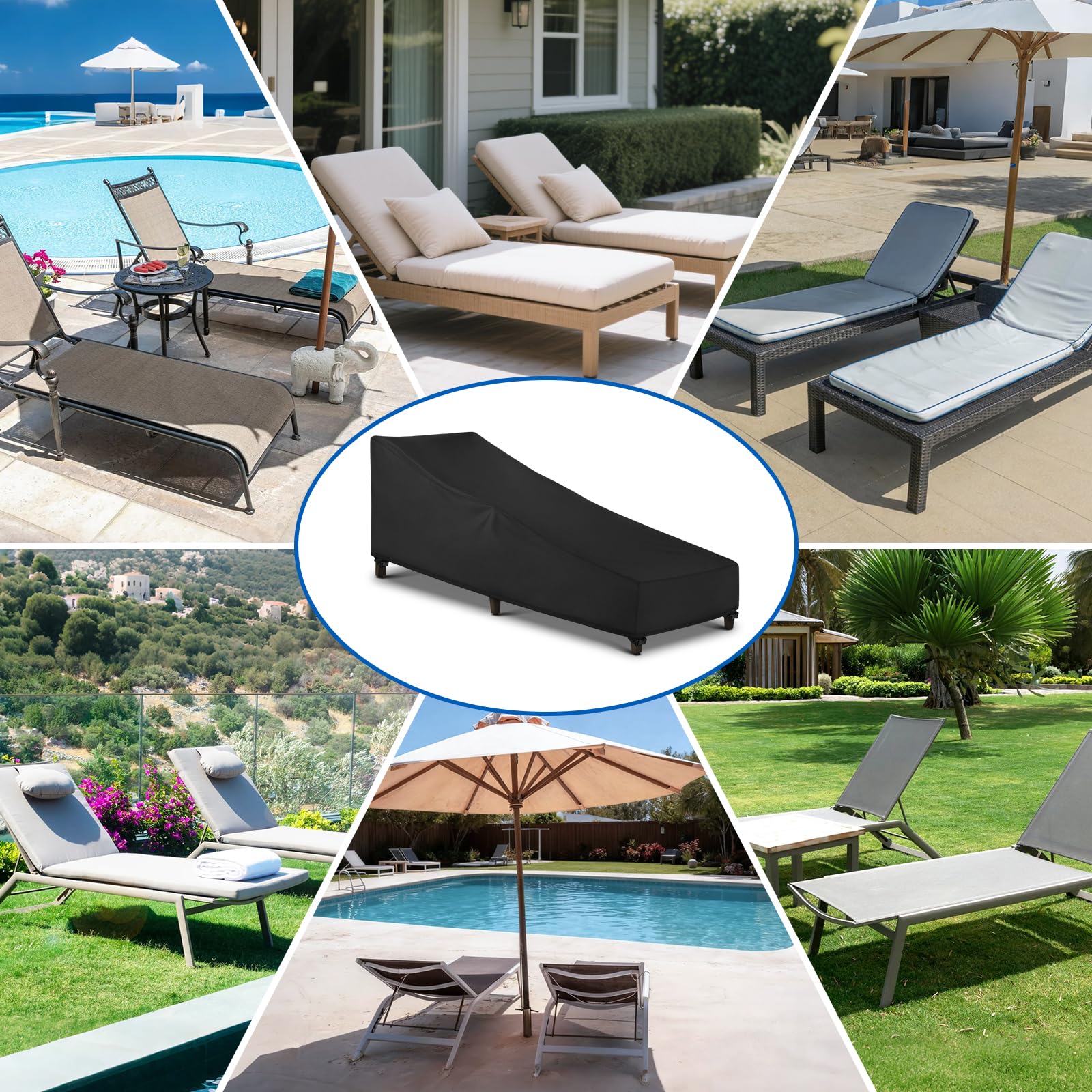 SunPatio Pokrowiec na szezlong, wodoodporny, 2-pak pokrowców na krzesła na patio z otworem wentylacyjnym, odpornym na promieniowanie UV, rozdarcie i blaknięcie, ochrona na każdą pogodę, 200 szer. x 80