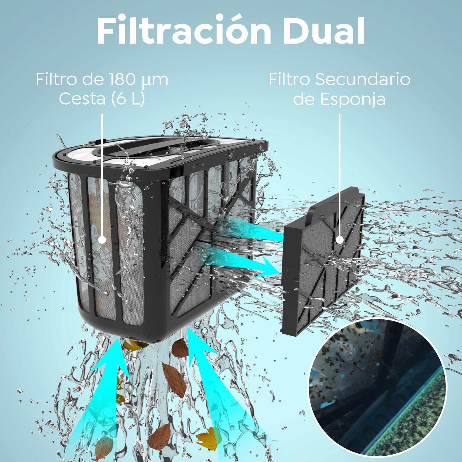Pleco Pro Robot Limpiafondos Piscina, Autonomía 210 Min, Doble Filtro, 7 Modos, Control App, Limpiafondos Piscina Automático, 200 m²,Negro Jet