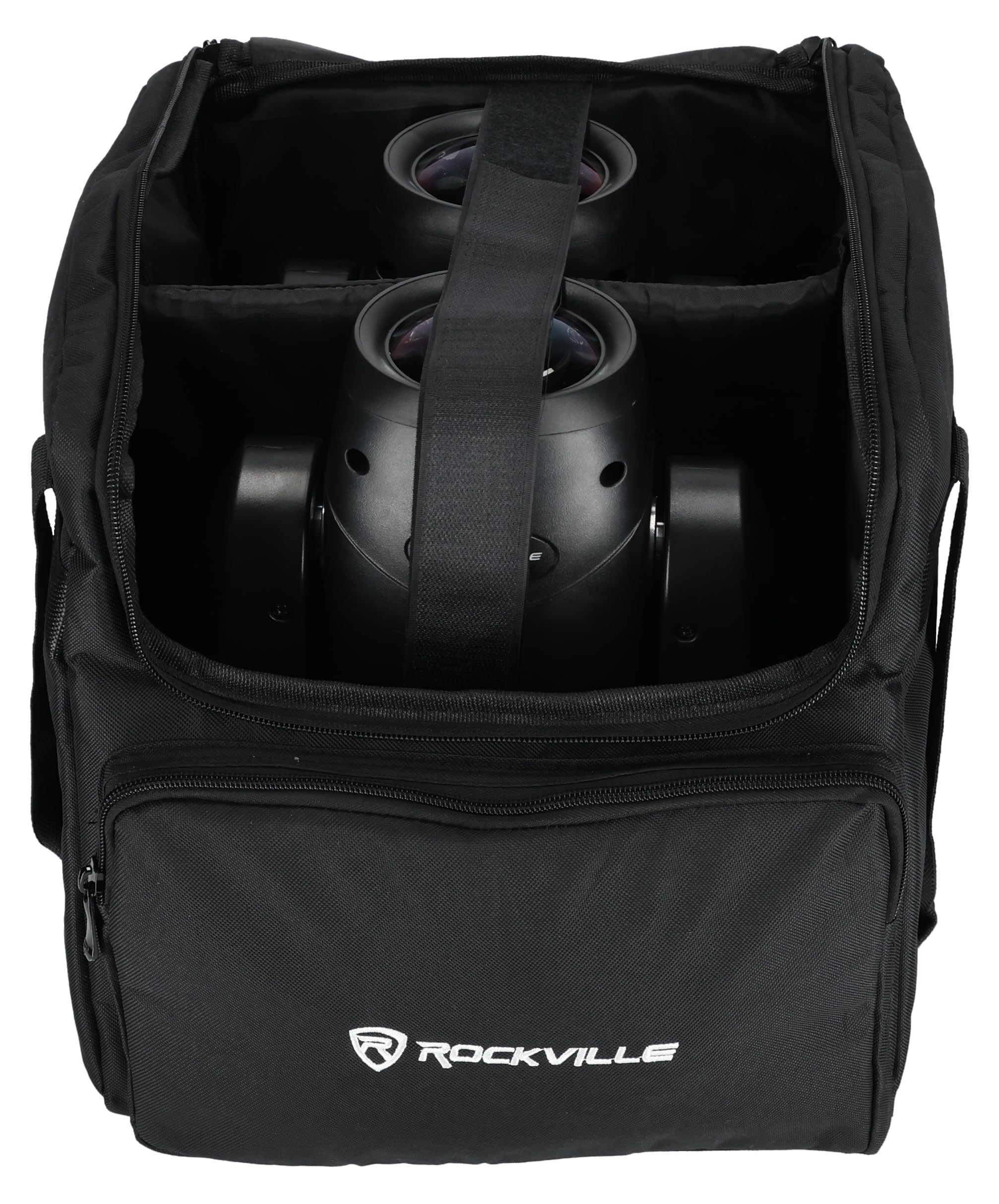 Rockville RLB40 Padded Travel Bag for (2) Chauvet or American DJ Effect Lights, Adjustable Dividers, Heavy-Duty Zippers, Ergonomic Strap, Perfect for DJs and Event Planners - Image 7