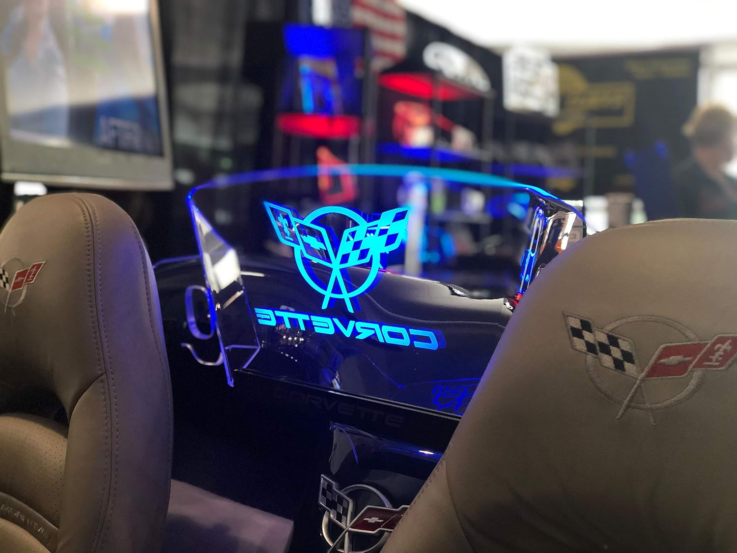 Wind Deflector for C5 Corvette Convertible 1997-2004, Wind Blocker with Flags-Corvette Graphic Logo, Multi-Color LED w Dimmer Remote, Bundle Price
