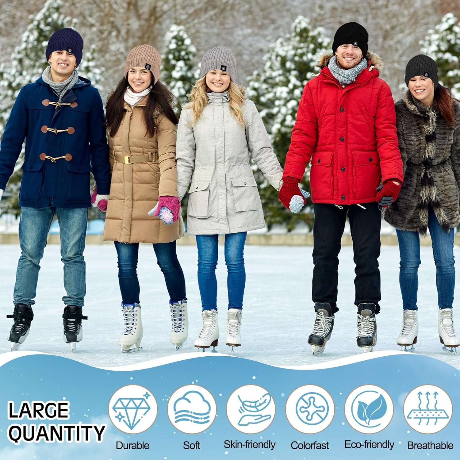 Chicingyou 80 Pcs Winter Beanie Hats Bulk Unisex Beanie Knitted Fleece Lined Cold Weather Hats Snow Ski Cap for Men Homeless
