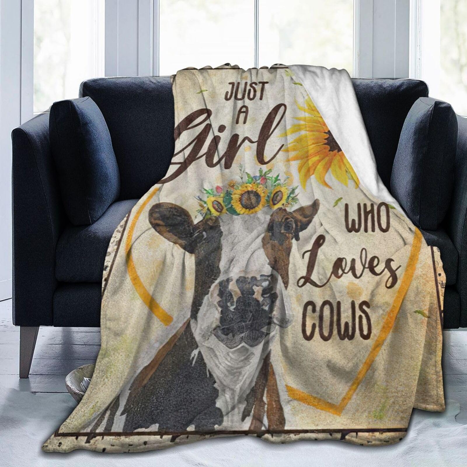 Super-weiche Kuh-Decke – Flauschige Fleece-Decke Mit Niedlichem Kuh-Motiv, Perfekt Für Couch, Bett Und Reisen (127 X 101 Cm)