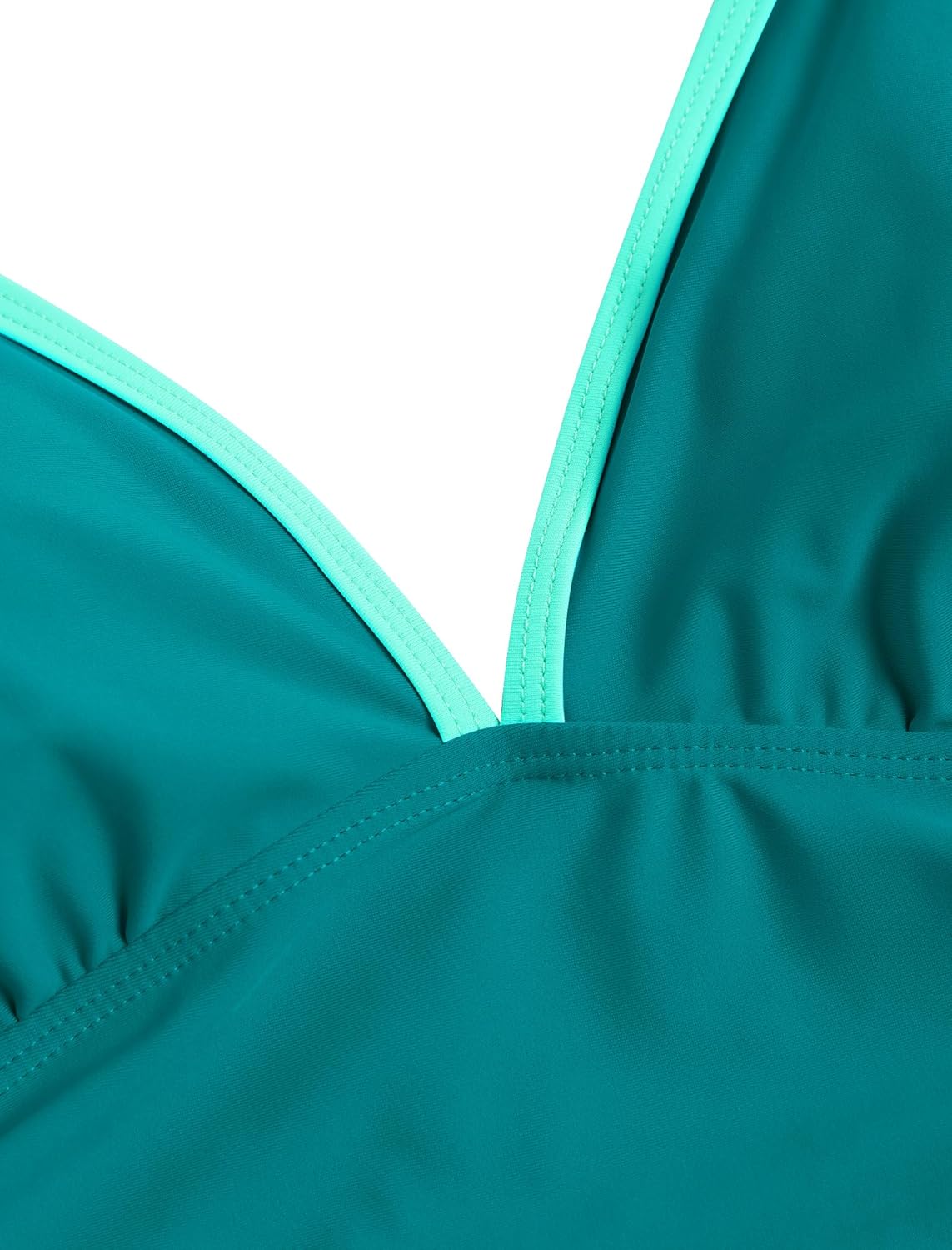 ZAFUL Womens Tankini Swimsuits Tummy Control Bathing Suits 2025 Two Piece Color Block Swim Suit with High Waisted Bottom (Teal Green, X-Large) - Image 4