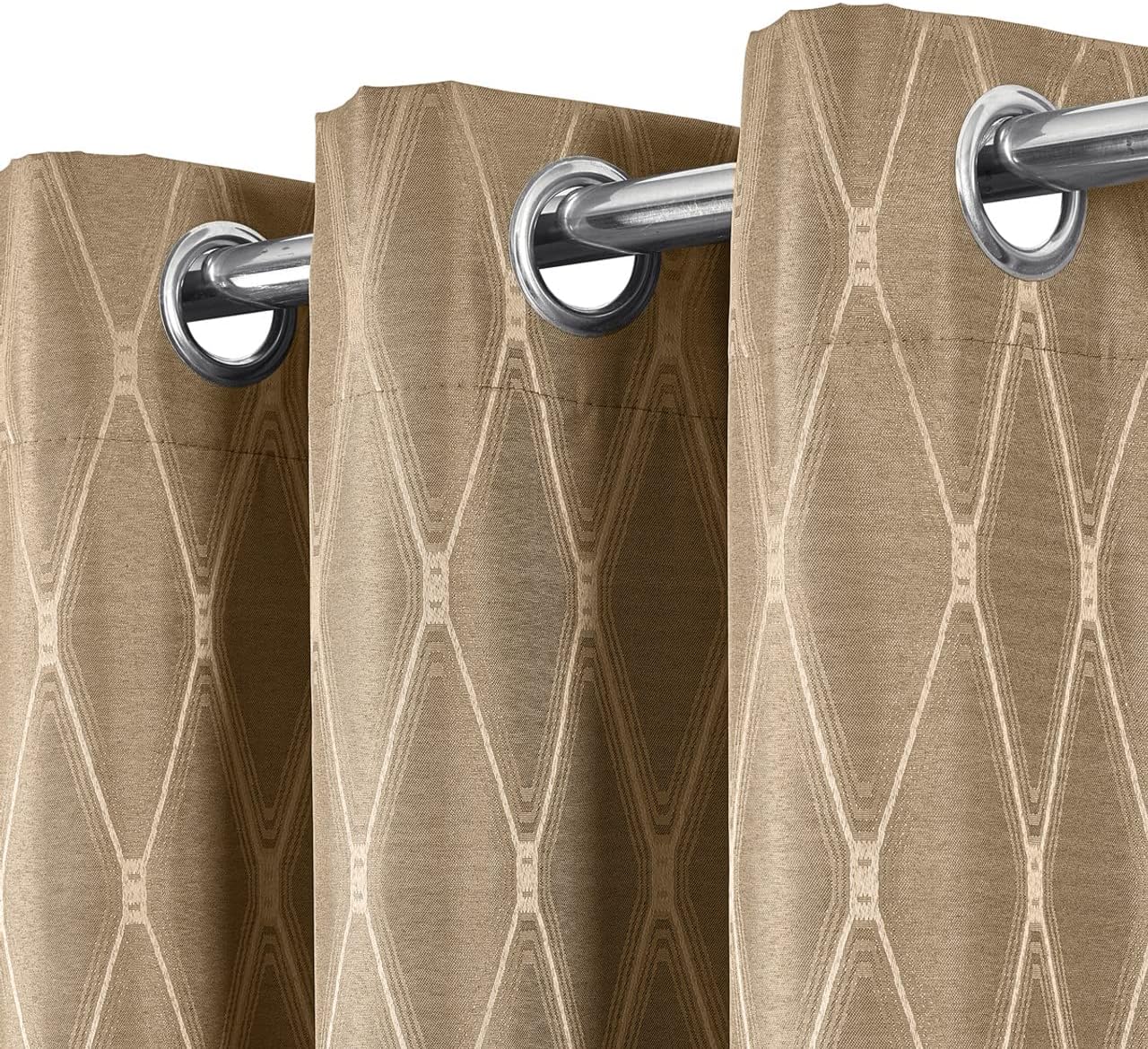Royal Bedding Victoria Thermal Blackout Panels, Top Grommet Jacquard Room Darkening Window Curtains, Pair, Set of 2 Panels, 54 inches Width by 108 inches Long Each Panel, Taupe