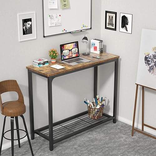 Miniatura 7 de Ecoprsio Small Console Table Sofa Table with Mesh Shelves, 2 Tier Entryway Table Foyer Table for Entryway, Front Hall, Hallway, Sofa, Couch, Living