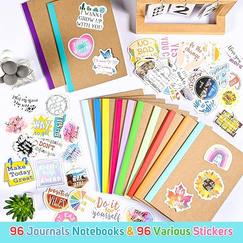 Miniatura 2 de Cuadernos, paquete de 96 diarios con 96 calcomanías motivacionales, 60 páginas con rayas universitarias para escribir, recuerdos de fiesta, regalos