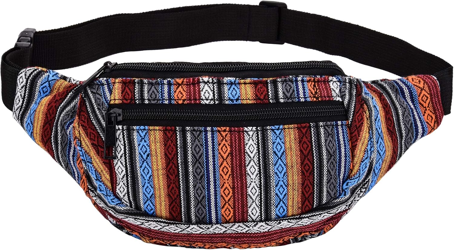 Kayhoma Boho Fanny Pack Stripe Festival Rave Bum Bags Travel Hiking Waist Belt Purse