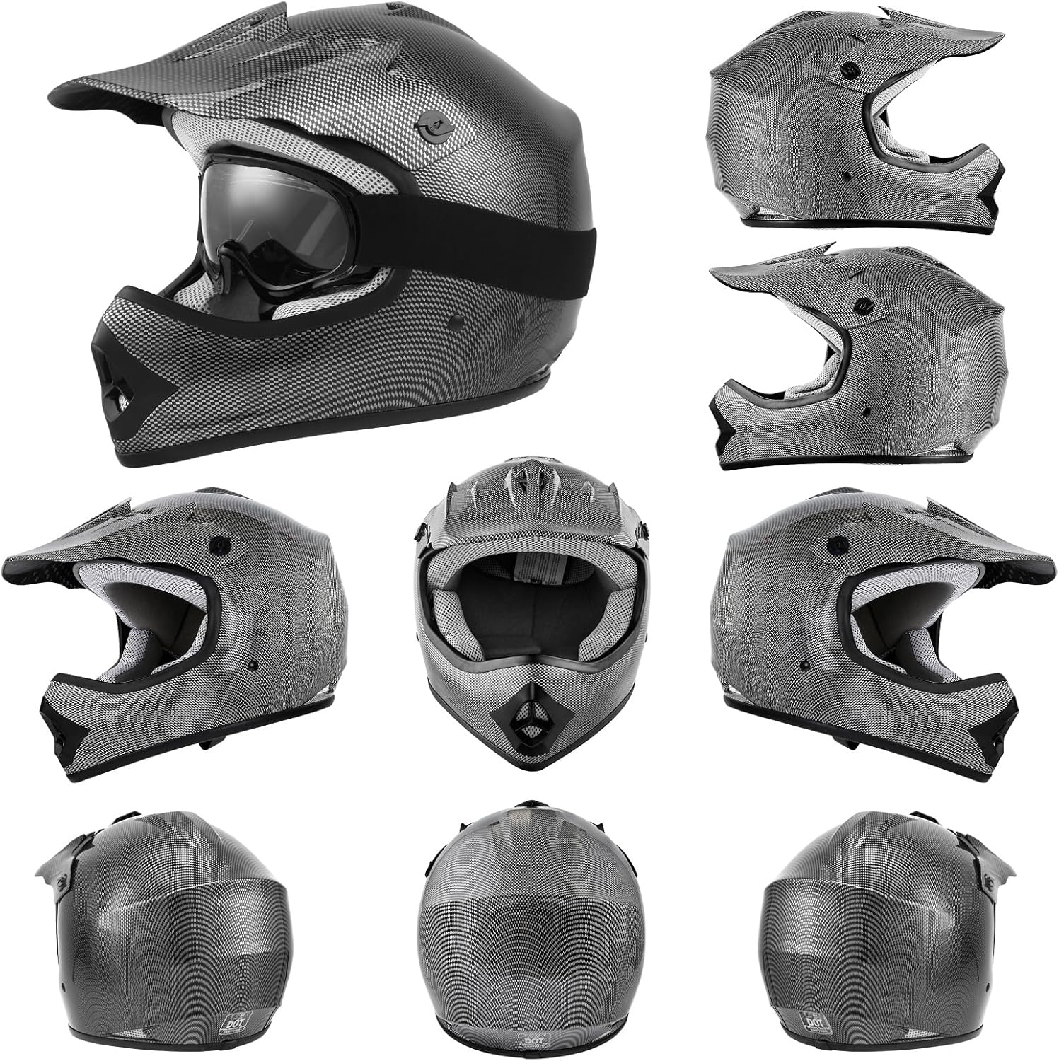 TCMT Youth Dirt Bike Helmet DOT Certified - Kids Full Face Motocross ATV Helmet with Goggles, Gloves and Helmet Bag for Off-Road, BMX, MX, Street Riding