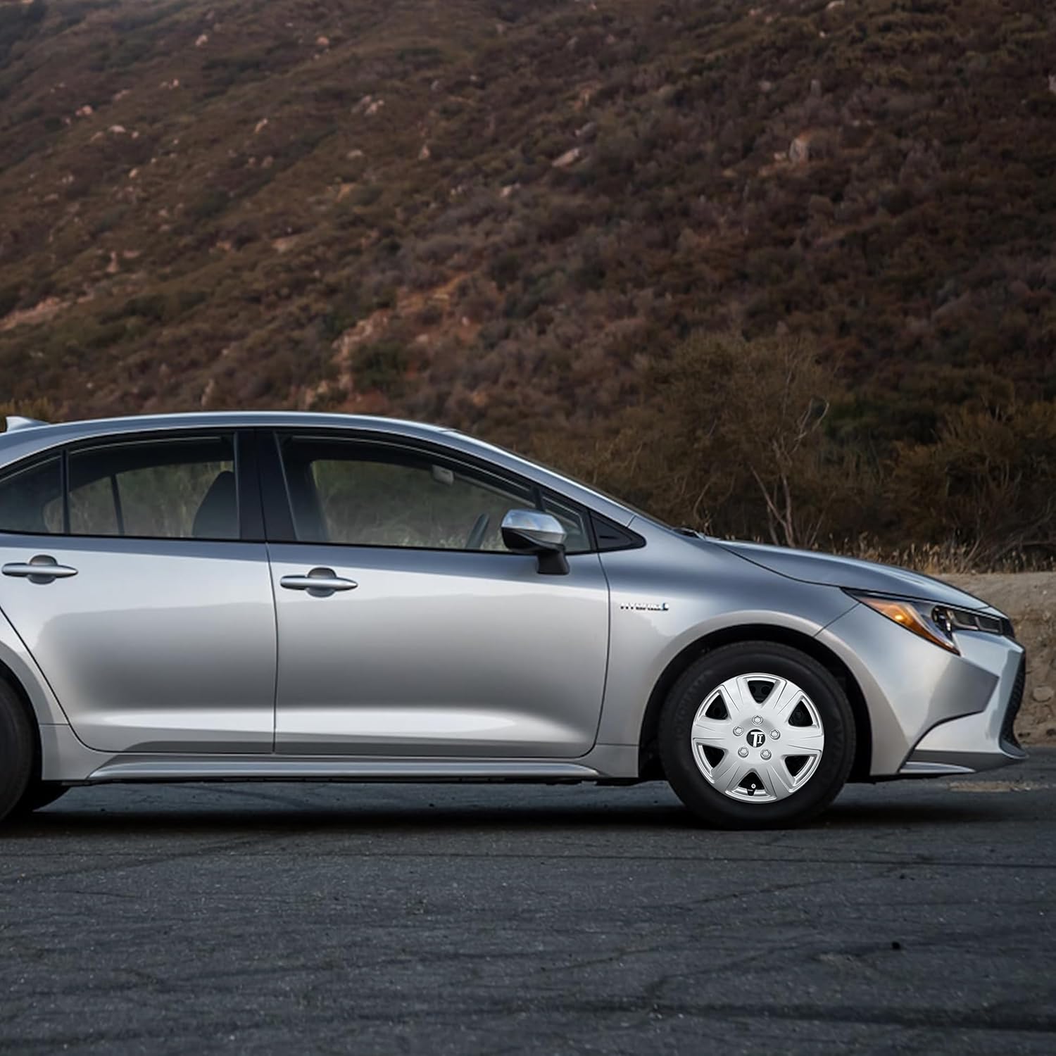 Trim Illusion Silver Wheel Rim Cover Hubcaps, Fits Most 15 Inch Factory Style Wheels, Compatible with Toyota Corolla 2005-2008, Set of 4, WC100-15S