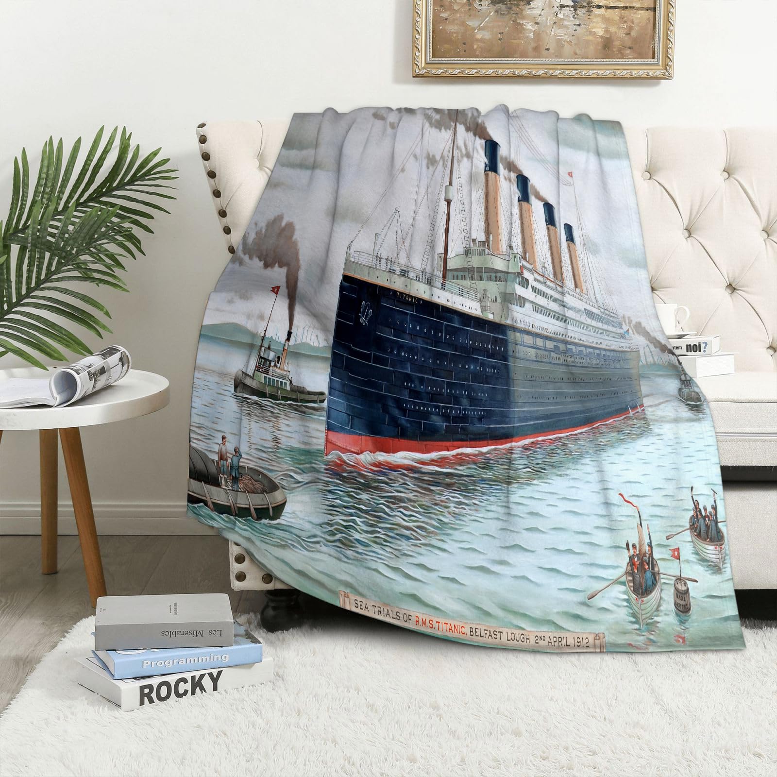 MAAPCHP Flannel Fleece Blanket Throws for Sofa Fluffy Blanket Bed Throw for Bedroom Titanic background Blanket for Bed, Couch,Car 40x50in