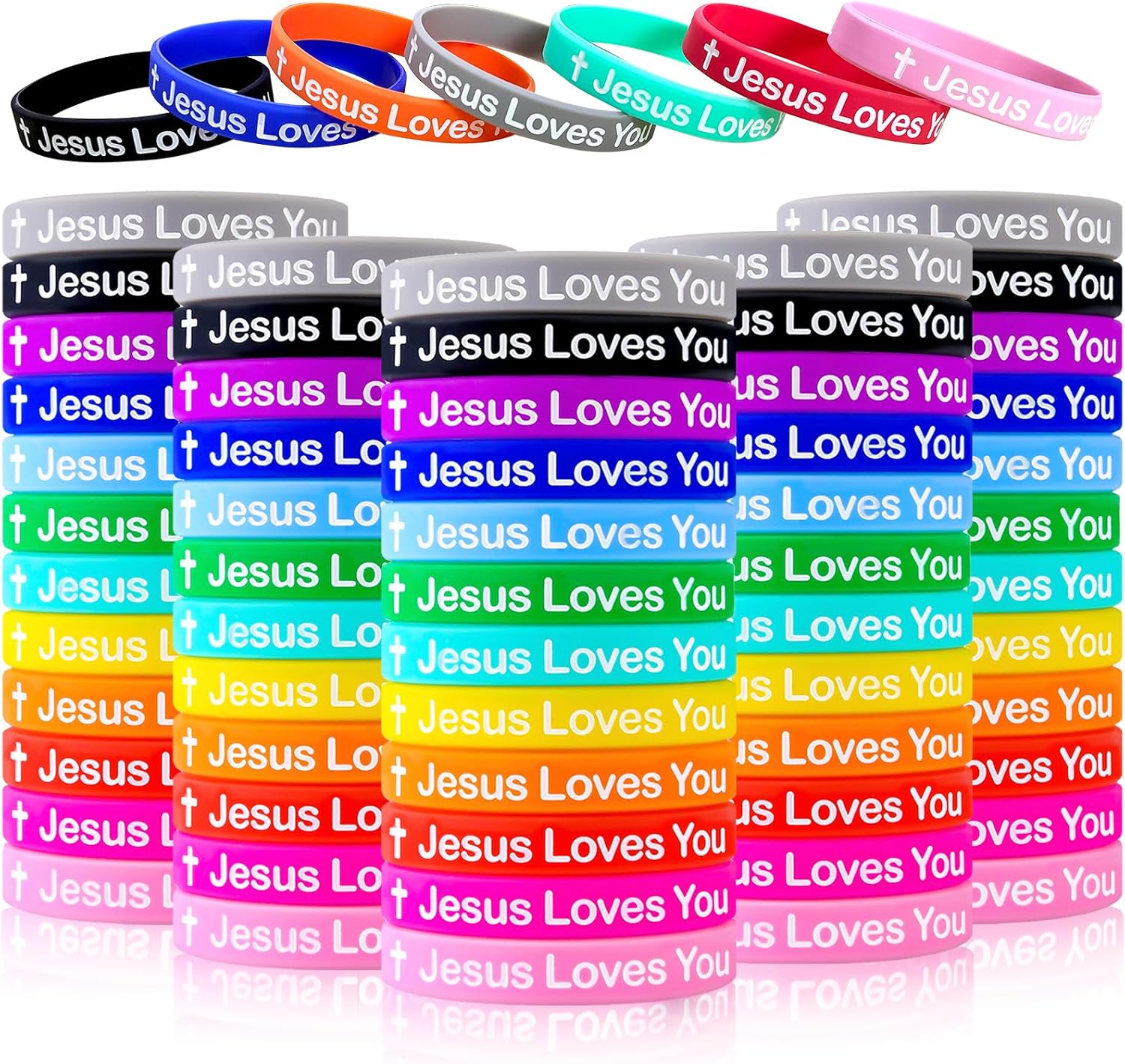 Jesus Loves You Silicone Wristbands Christian Jesus Bracelet For Men Women Party Favors Adults Multicolored