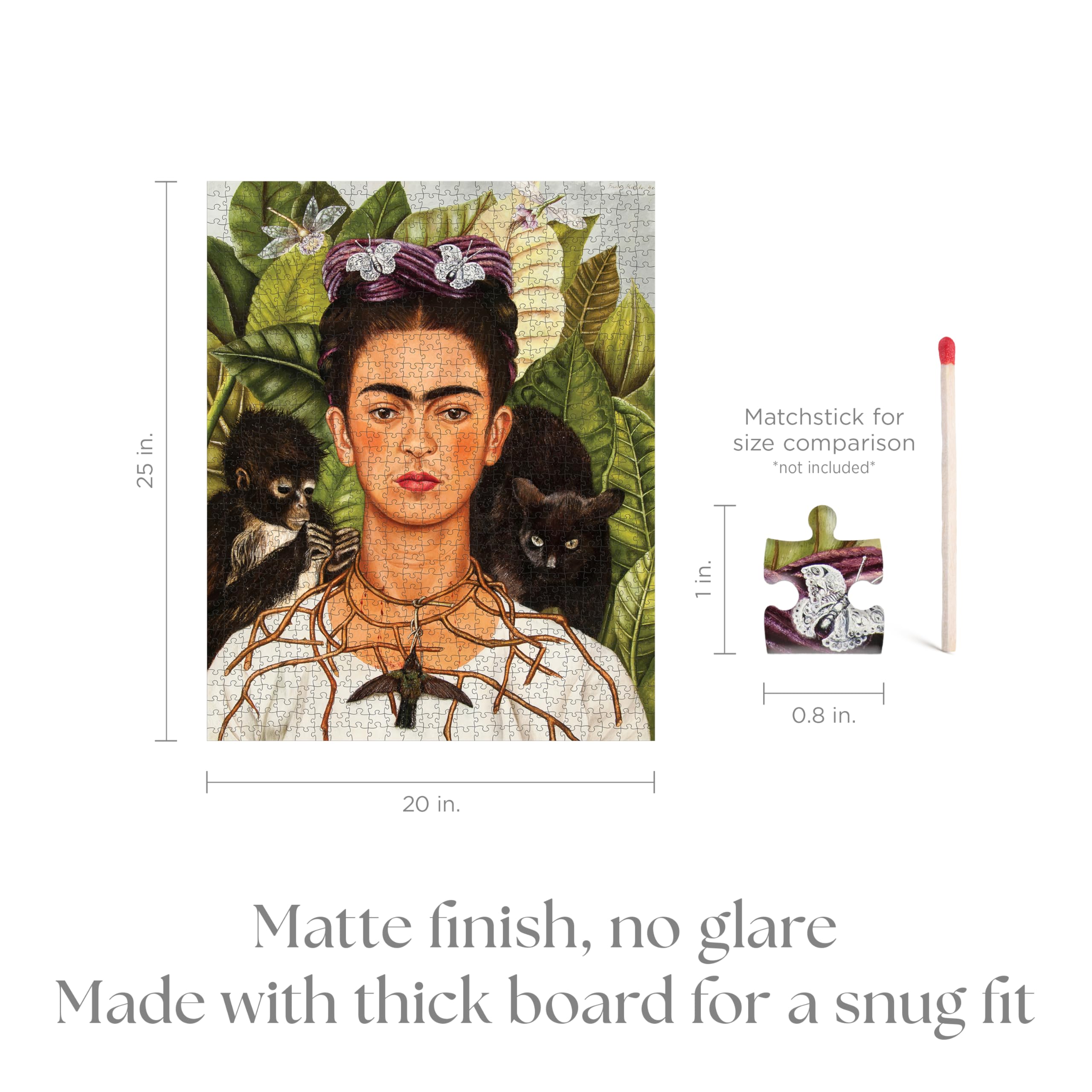Pomegranate Puzzle 1000 pièces pour adultes, autoportrait de Frida Kahlo avec colibri, finition mate, ajustement parfait