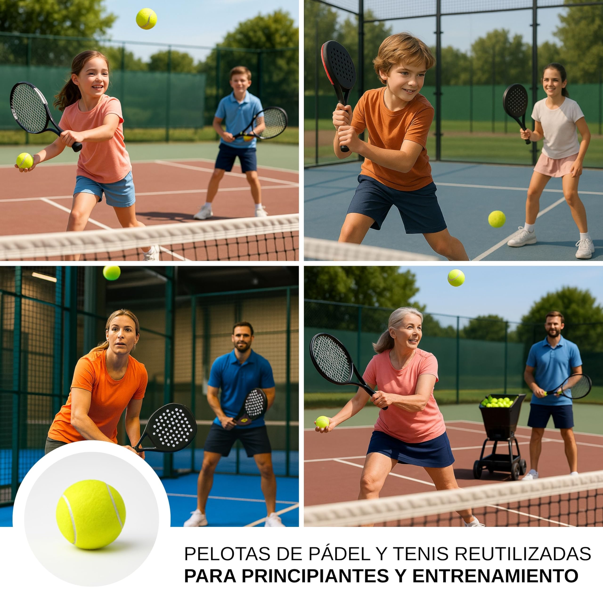 Bolas de pádel y tenis recicladas – 72 unidades – Bolas de pádel y tenis para entrenamiento y perros – Ideal para jugar, deporte y secadora