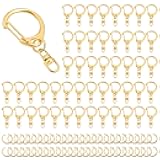 Chuyau 50Pcs Lobster Claw Clasps for Keychains Clip Swivel Snap Hooks Key Ring Clip Lobster Claw Clasp DIY Making Kit for Crafts(Gold)
