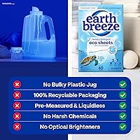 Vista 5 de Earth Breeze Hojas de detergente para ropa sin fragancia, 180 cargas, jabón ecológico sin líquido, apto para viajes para ciclos fríos y calientes