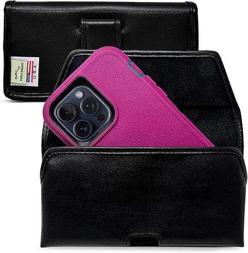 Turtleback Soporte para cinturón para iPhone 16 Pro Max, 15 Pro Max, 14 Pro Max - Grande se adapta con fundas de estilo voluminoso Defender, cuero