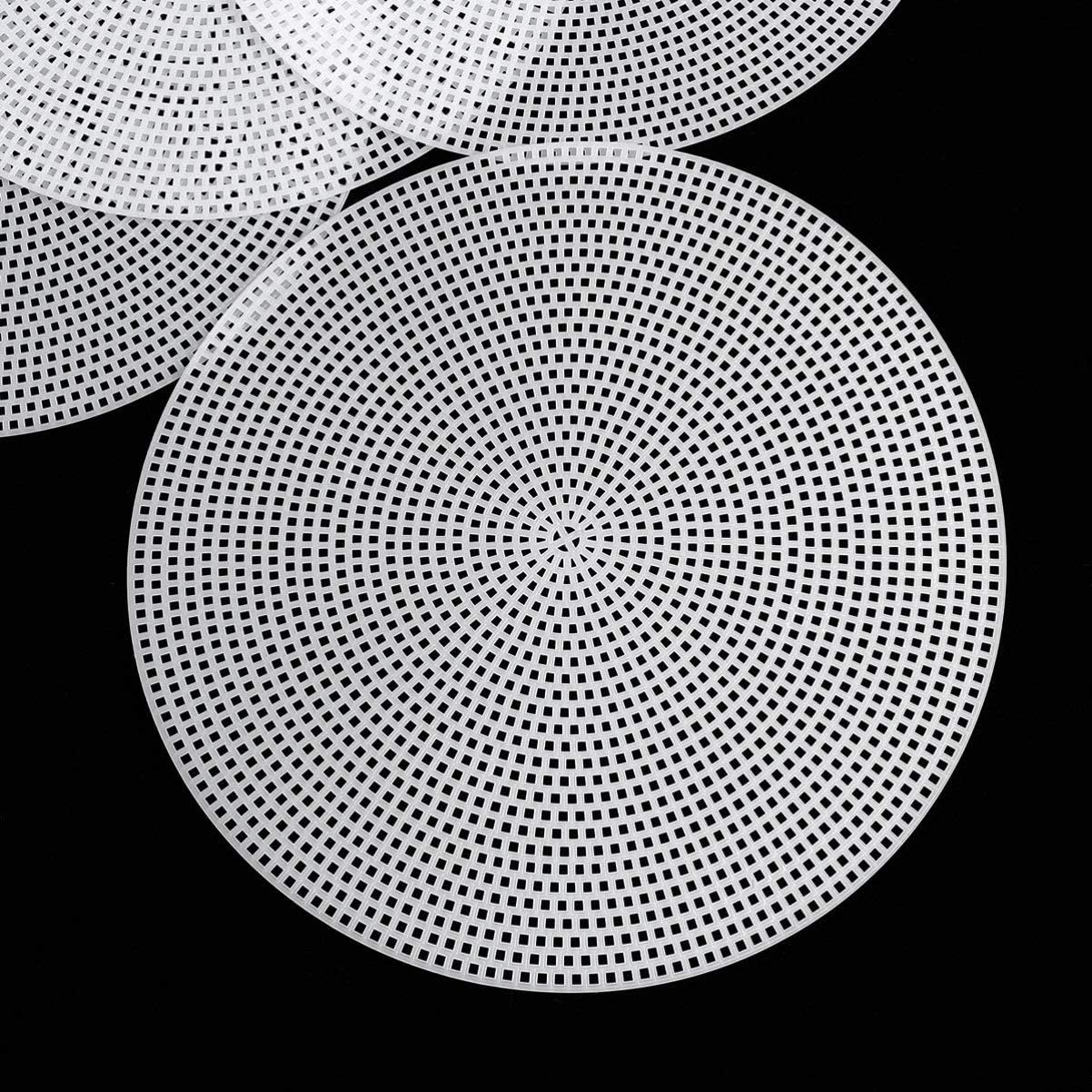 Milisten DIY Kits 10pcs Mesh Plastic Canvas DIY Round Plastic Canvas Sheets Craft Screen Clear Needlepoint Canvas Cross Grid Sheets for Acrylic Yarn Needle Crochet White 20cm Embroidery Hoop