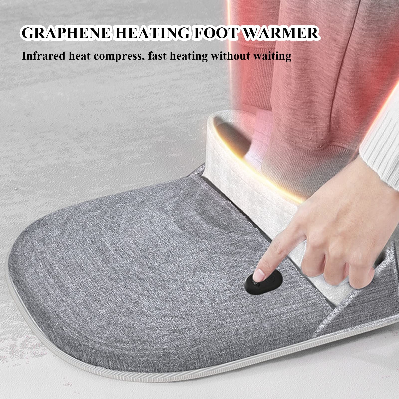 Scaldapiedi Elettrico, scaldapiedi elettrici a Riscaldamento rapido USB, Pantofole riscaldate in Morbido Pile for Piedi Caldi, 3 impostazioni di Riscaldamento, Grigio