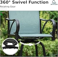 Vista 5 de Juego de 4 taburetes de bar para exterior de MFSTUDIO, sillas giratorias de patio con altura de barra, barras de bar de patio con respaldo alto