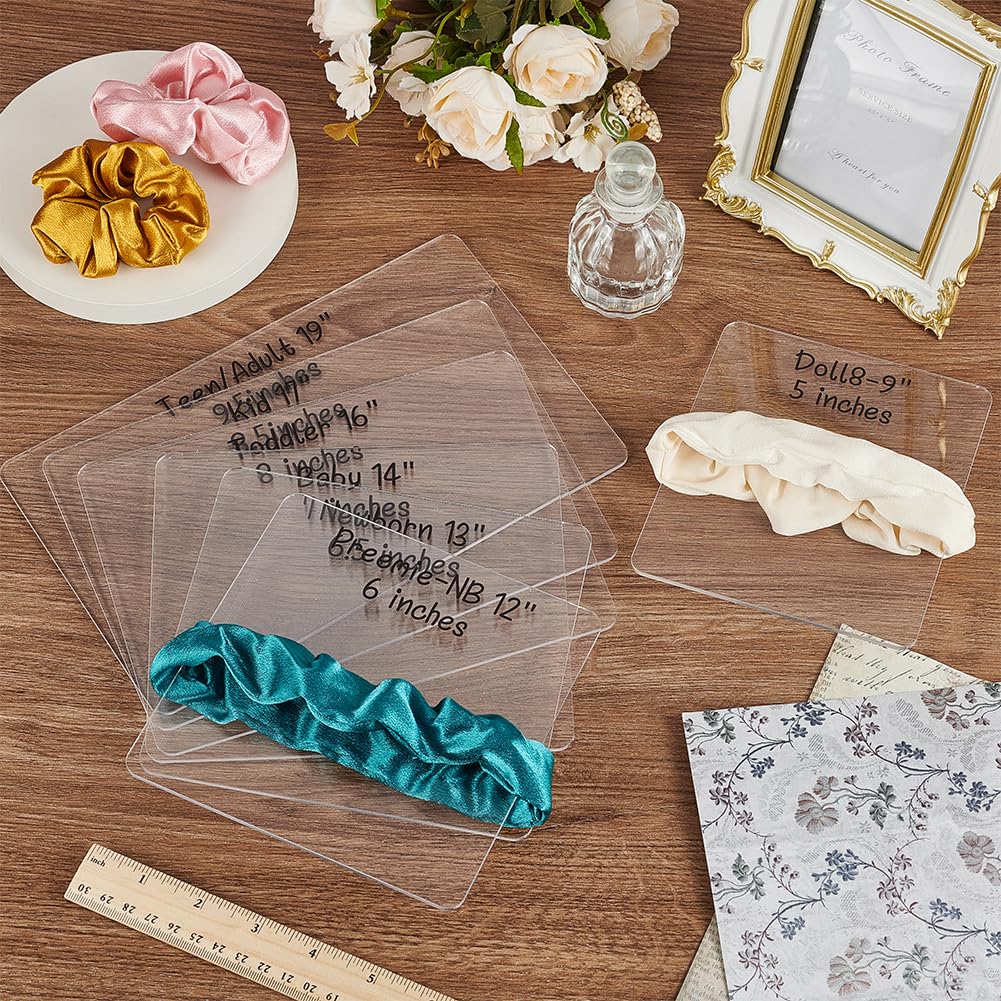 FINGERINSPIRE 7pcs Acrylic Headband Boards 7 Sizes Head Band Size Guide Measuring Board Rectangle Headwraps Size Guide Measuring Templates Clear Bow Tie Boards for Woman Headbands Hair Bows Display - Image 4