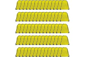 70 Pack Yellow Drawstring Bags in Bulk - Perfect for Schools, Sports, Events, and Parties