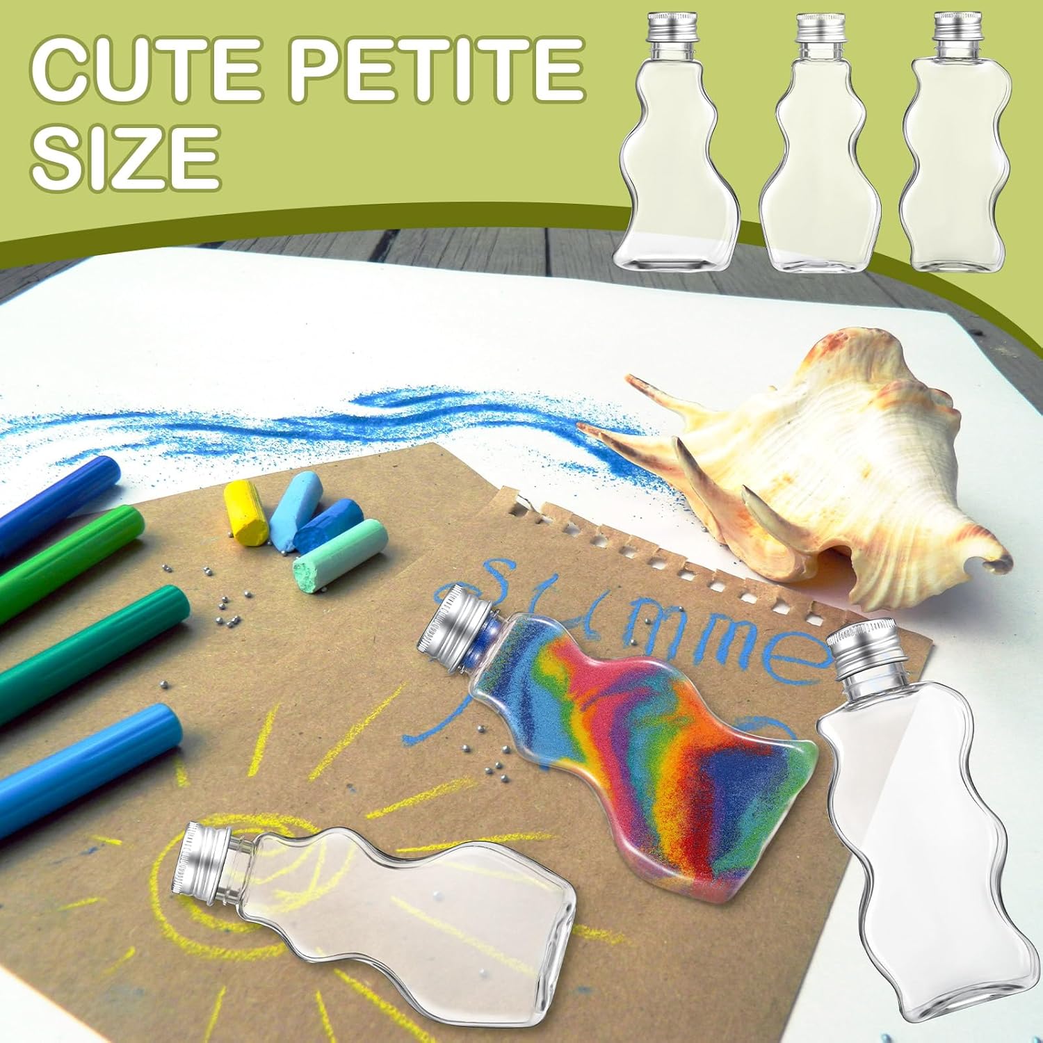 Mumufy 60 Pcs Plastic Sand Art Bottles for Kids 2.5 oz Sand Art Containers Bulk for Back to School Student Gifts Wedding Invitations Crafts Supplies Girls Decorations, 3 Styles(Silver,Aluminum Cap)