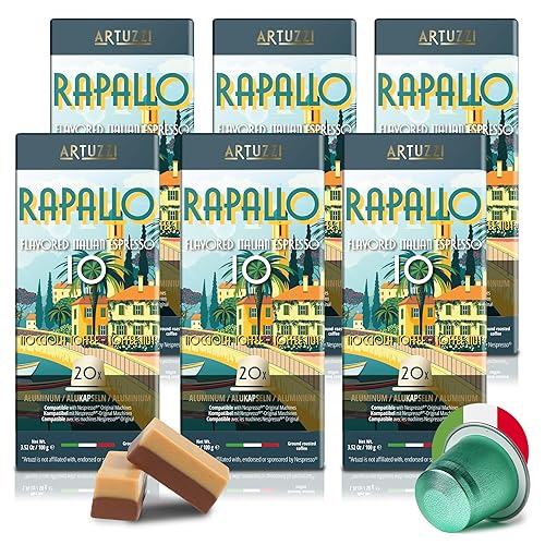 Cápsulas Nespresso compatibles con caramelo Toffeenut de 120 unidades para máquinas originales Nespresso I Caramel Toffeenut Espresso Cápsulas de