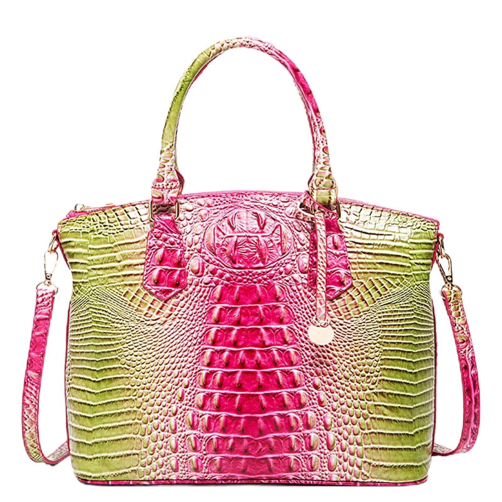 KUNGFUMA Women Purse Vegan Leather Crocodile-Embossed Pattern With Removable Shoulder Strap Top Handle Large Shoulder Bags | Vegan Leather, Top Handle