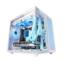 Mars Gaming MC-NOVAM, Case Compatto Custom MicroATX, Vetro Temperato Continuo Doppia Finestra, Telaio Modulare Doppia Camera, Griglia Frontale, Supporto Raffreddamento Liquido, Connettore USB-C,Bianco